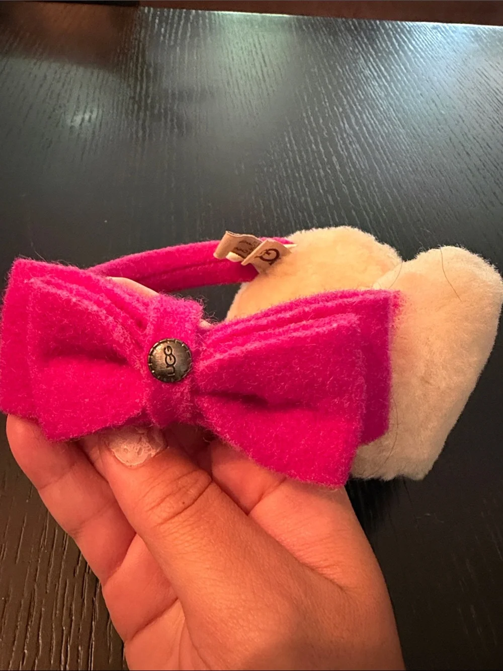 Ugg Pink Bow Kids Ear Muffs - Plush Winter Headband